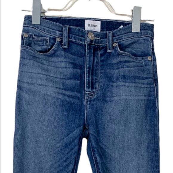Hudson Jeans Barbara High Waist Medium Wash Raw Hem Skinny Ankle Jeans Size 26 - Picture 5 of 12